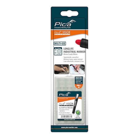 Pica Refills for Visor Refillable Multi-Use Marker, White, 4PK 991/52/SB